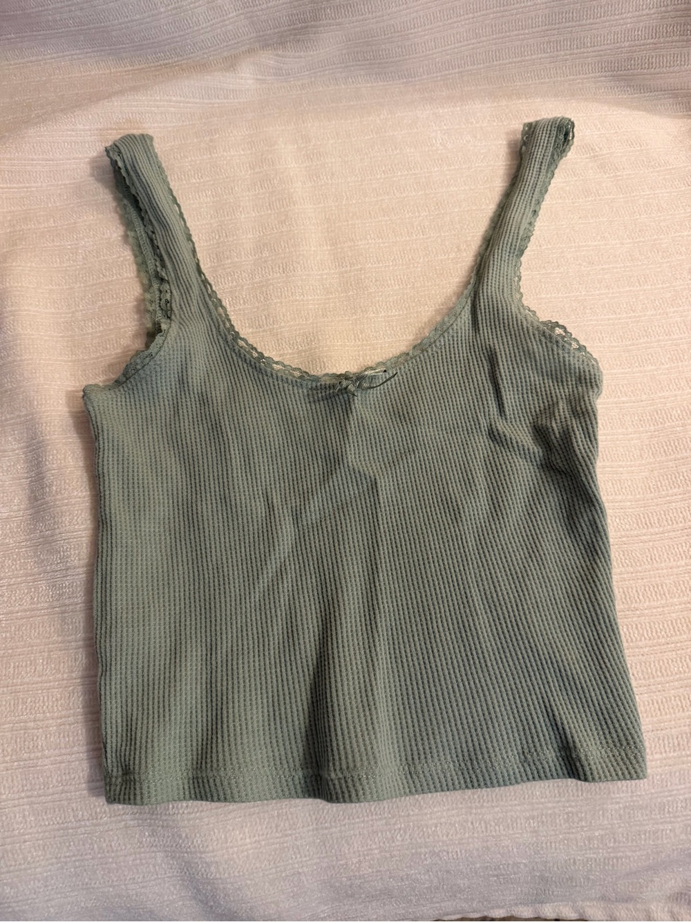 XS PacSun Lace Trim Tank Top in Sage Green
